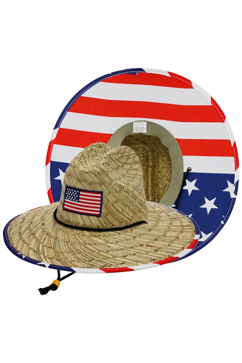 Surf World American Lifeguard Hat - Natural Flag