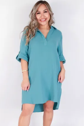 TABBED SLEEVES TUNIC DRESS