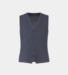 Tailored Pleats Vest - Blue Charcoal