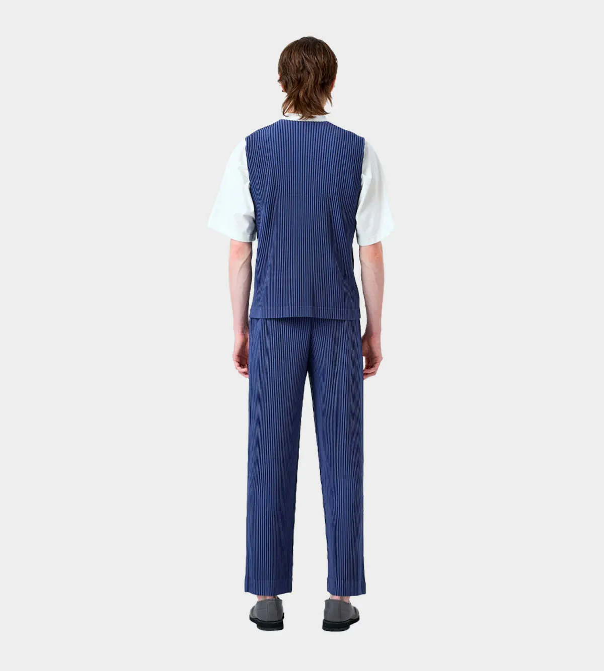 Tailored Pleats Vest - Blue Charcoal