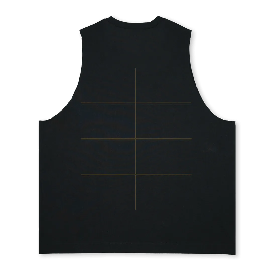 TANKPATRIABLACK Deep Black Oversized Vest.