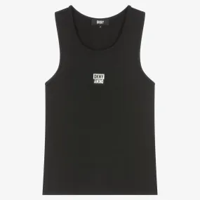 Teen Girls Black Logo Vest Top