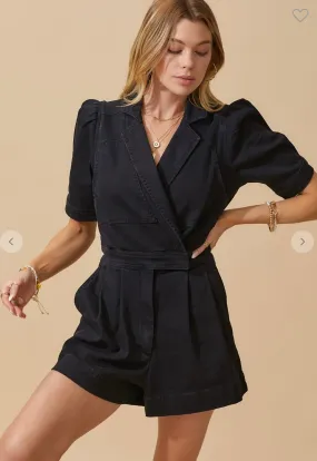 THE MOCKINGBIRD ROMPER IN BLACK--FLASH SALE