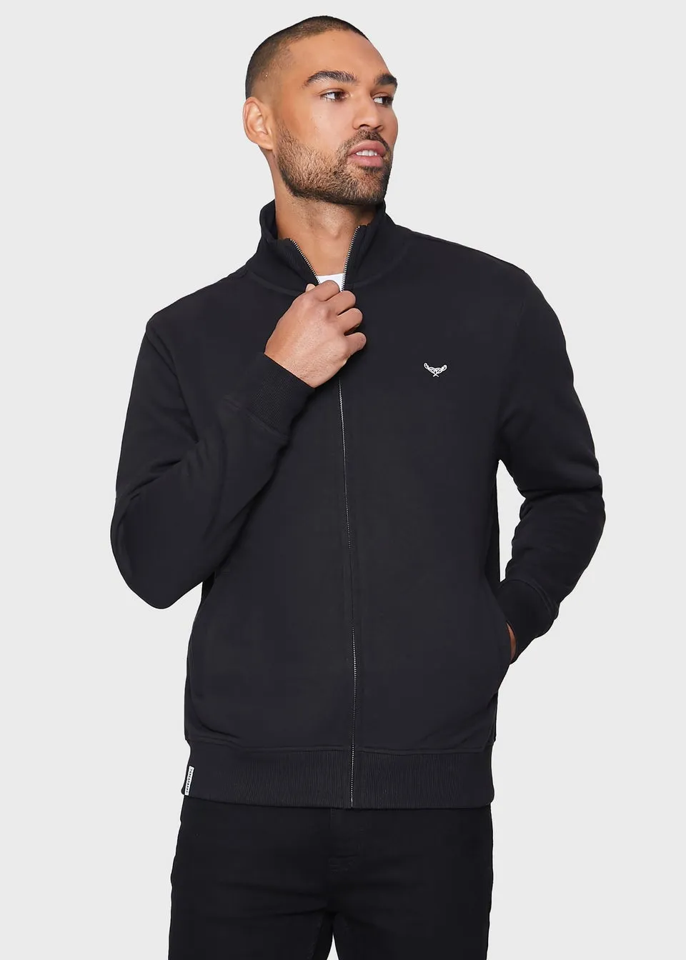 Threadbare Black Whylie Zip Through Fleece