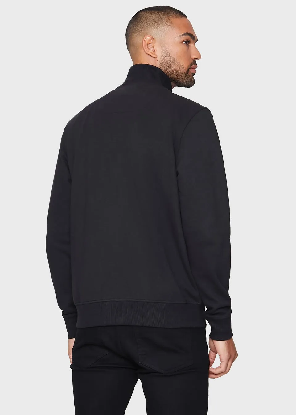 Threadbare Black Whylie Zip Through Fleece