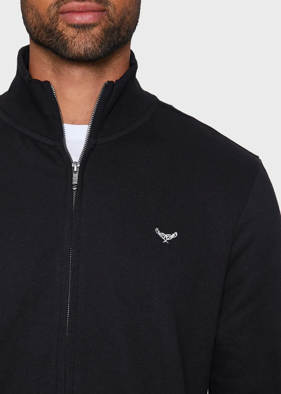 Threadbare Black Whylie Zip Through Fleece