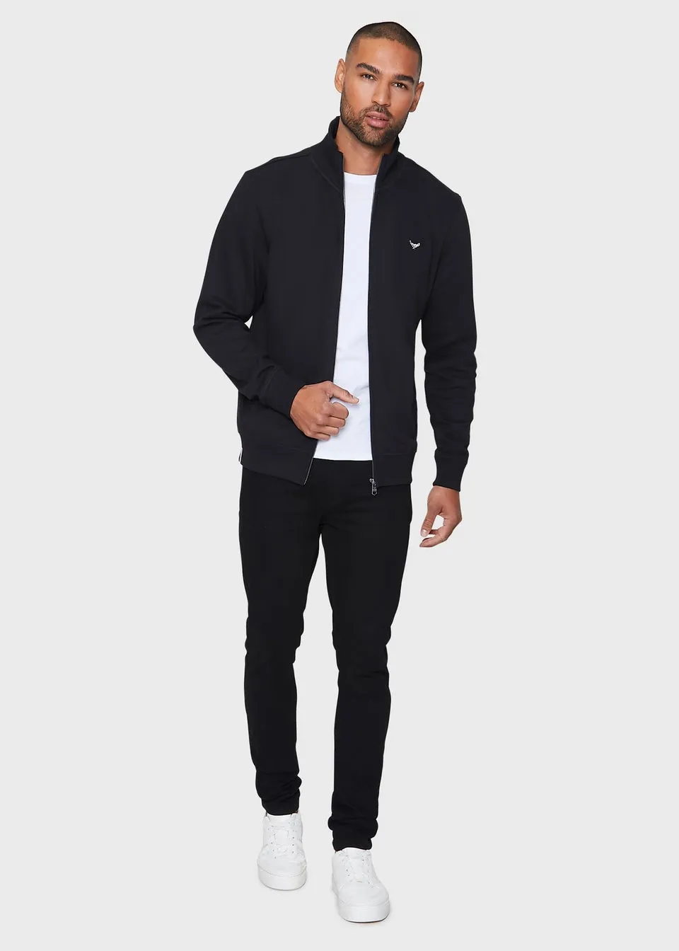 Threadbare Black Whylie Zip Through Fleece