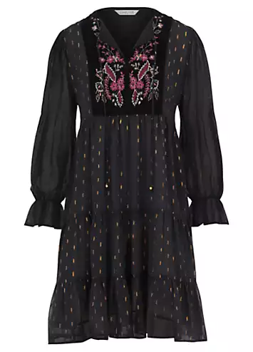 Together Black Embroidery Detail Tunic Dress | Kaleidoscope