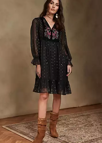 Together Black Embroidery Detail Tunic Dress | Kaleidoscope