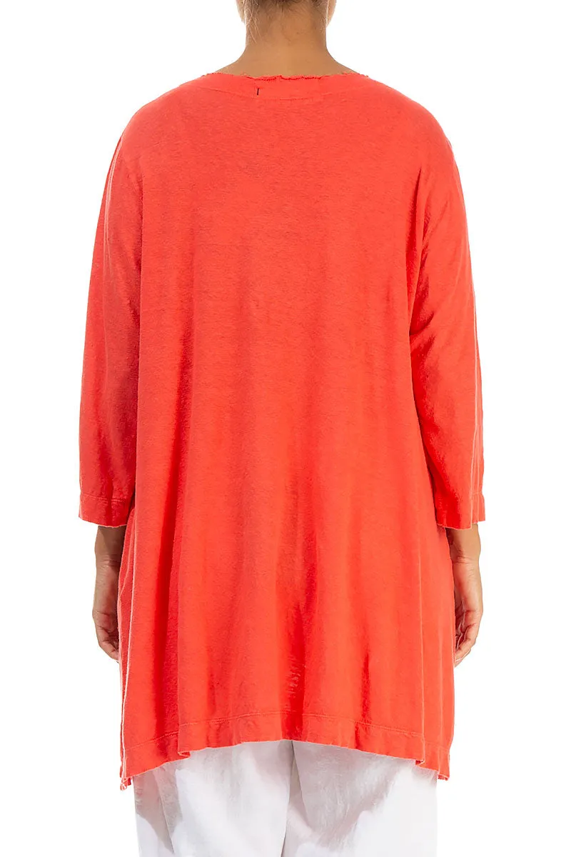 Two Pockets Living Coral Linen Jersey Tunic