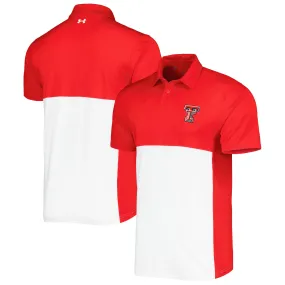 Under Armour Texas Tech Red Raiders Red/White Green Blocked Polo Performance Polo