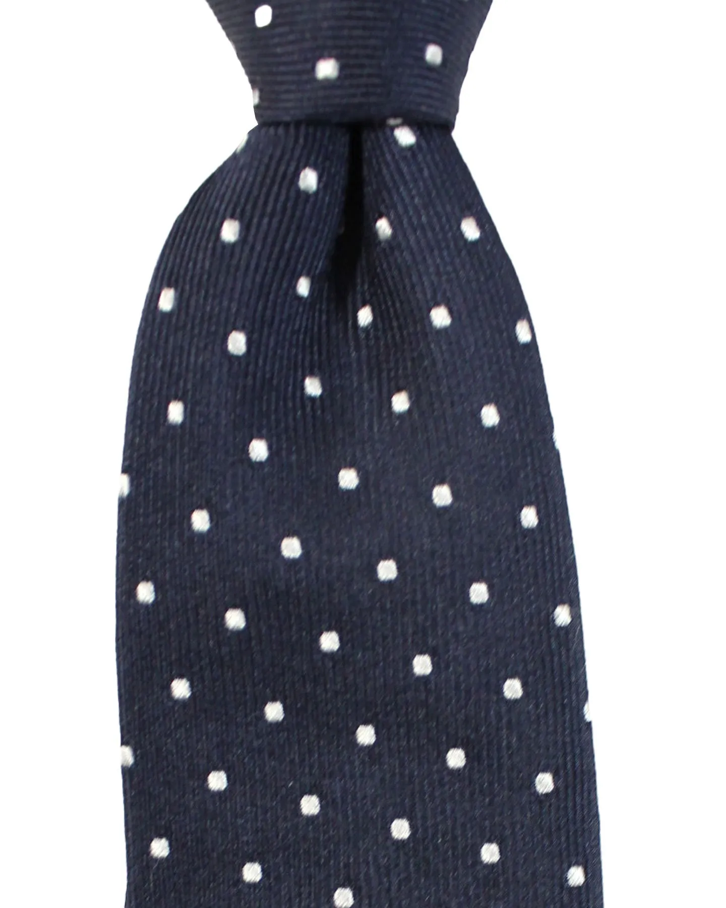 Ungaro Silk Tie Dark Blue Dots - Narrow Cut Designer Necktie