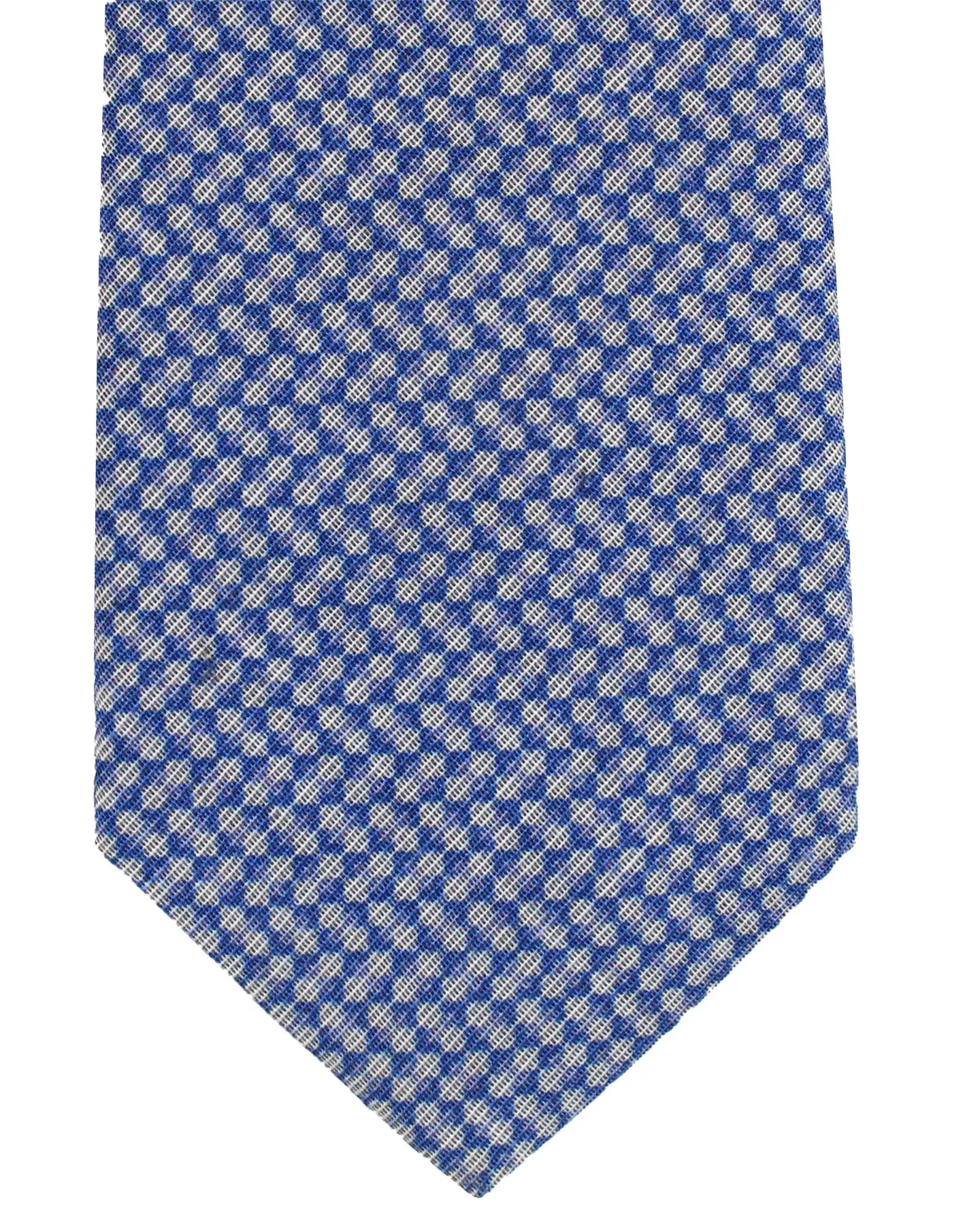 Ungaro Tie Royal Blue Gray Geometric Design - Narrow Cut Designer Necktie