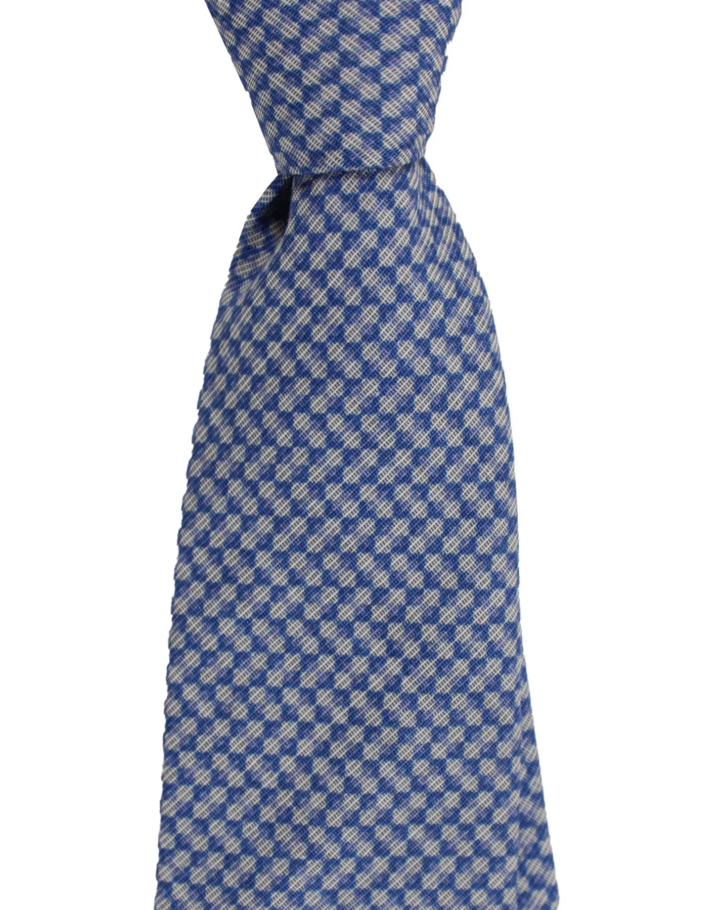 Ungaro Tie Royal Blue Gray Geometric Design - Narrow Cut Designer Necktie