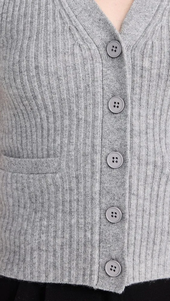 White + Warren   Cashmere Ribbed Button Vest 