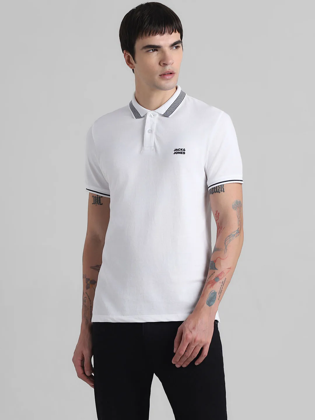 White Contrast Tipping Polo T-shirt