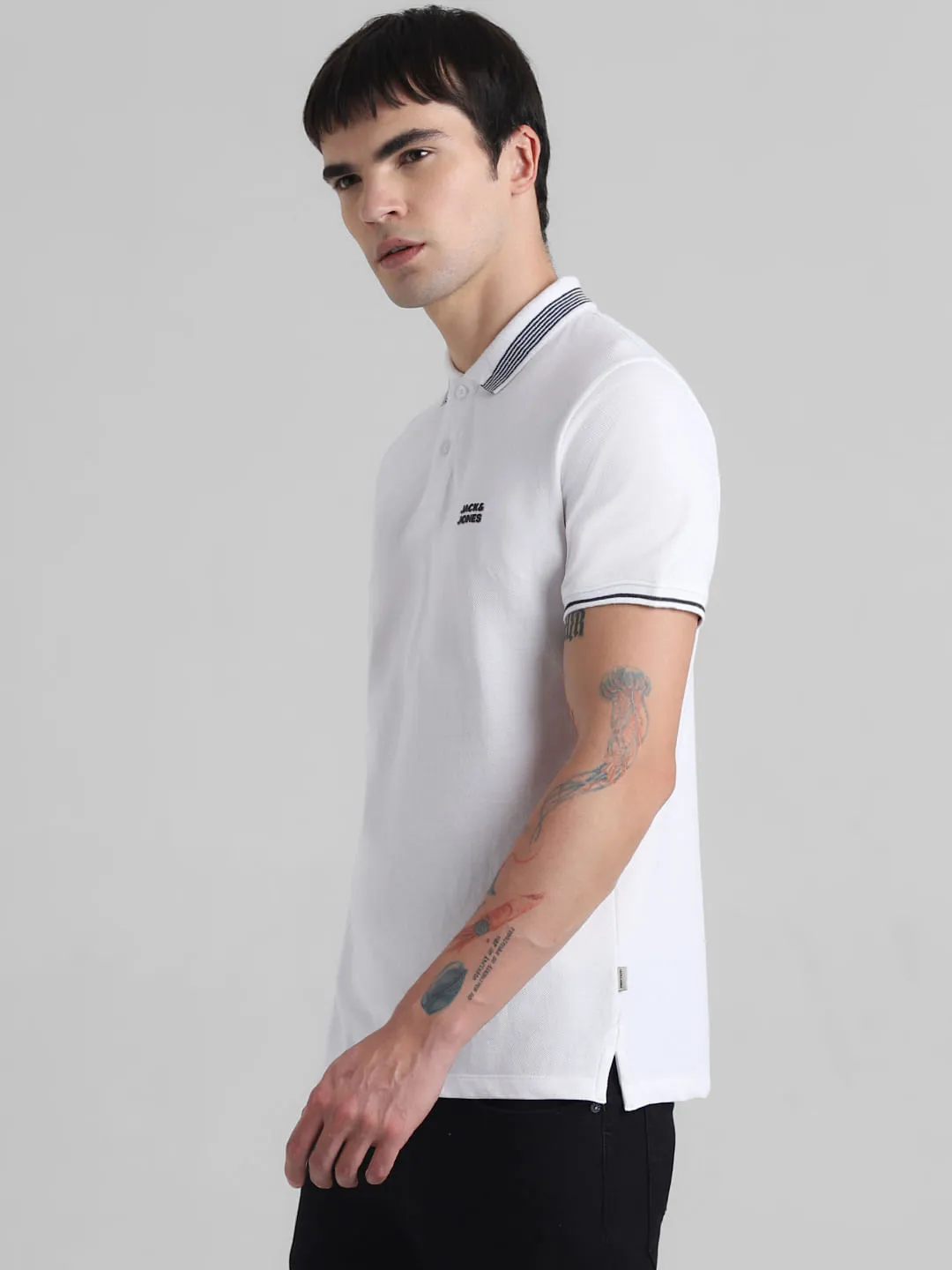 White Contrast Tipping Polo T-shirt