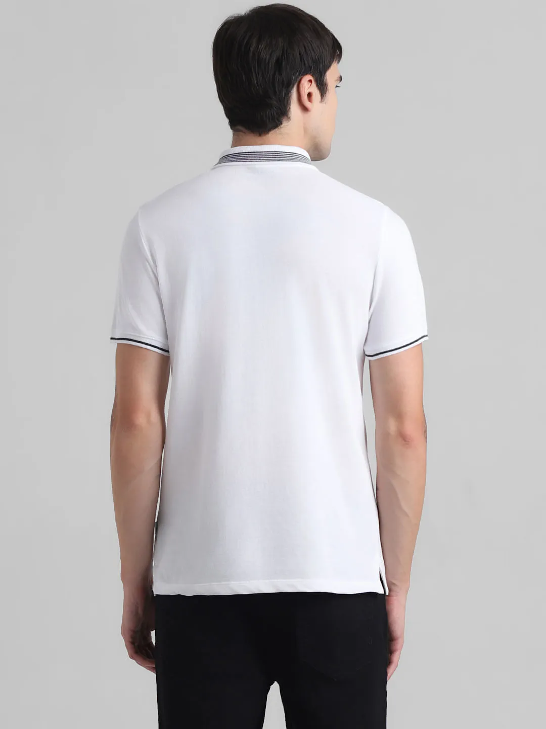 White Contrast Tipping Polo T-shirt