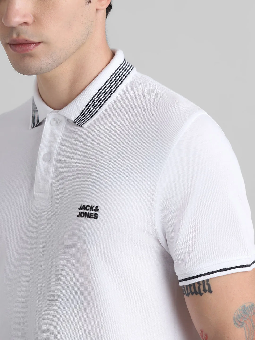 White Contrast Tipping Polo T-shirt