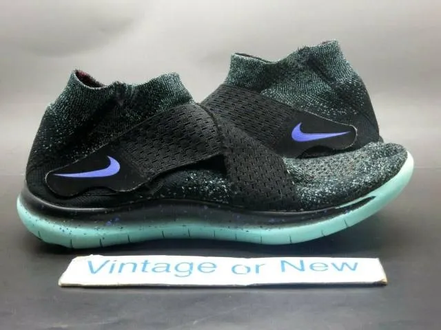 Women's 2017 nike free rn flyknit motion black teal blue running 880846-015 sz 6