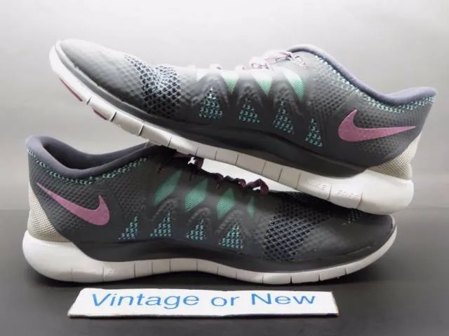 Women's nike free 5.0 dark grey light magnet turquoise running 642199-061 sz 10