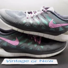 Women's nike free 5.0 dark grey light magnet turquoise running 642199-061 sz 10