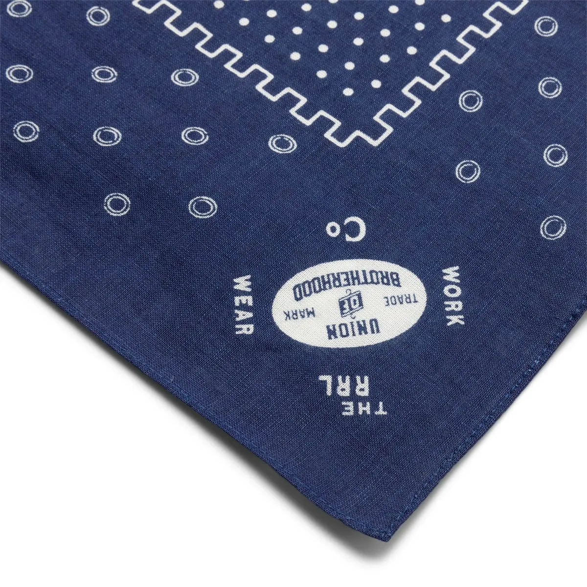 WORKWEAR SCREENPRINT COTTON BANDANA INDIGO/CREAM | Bodega