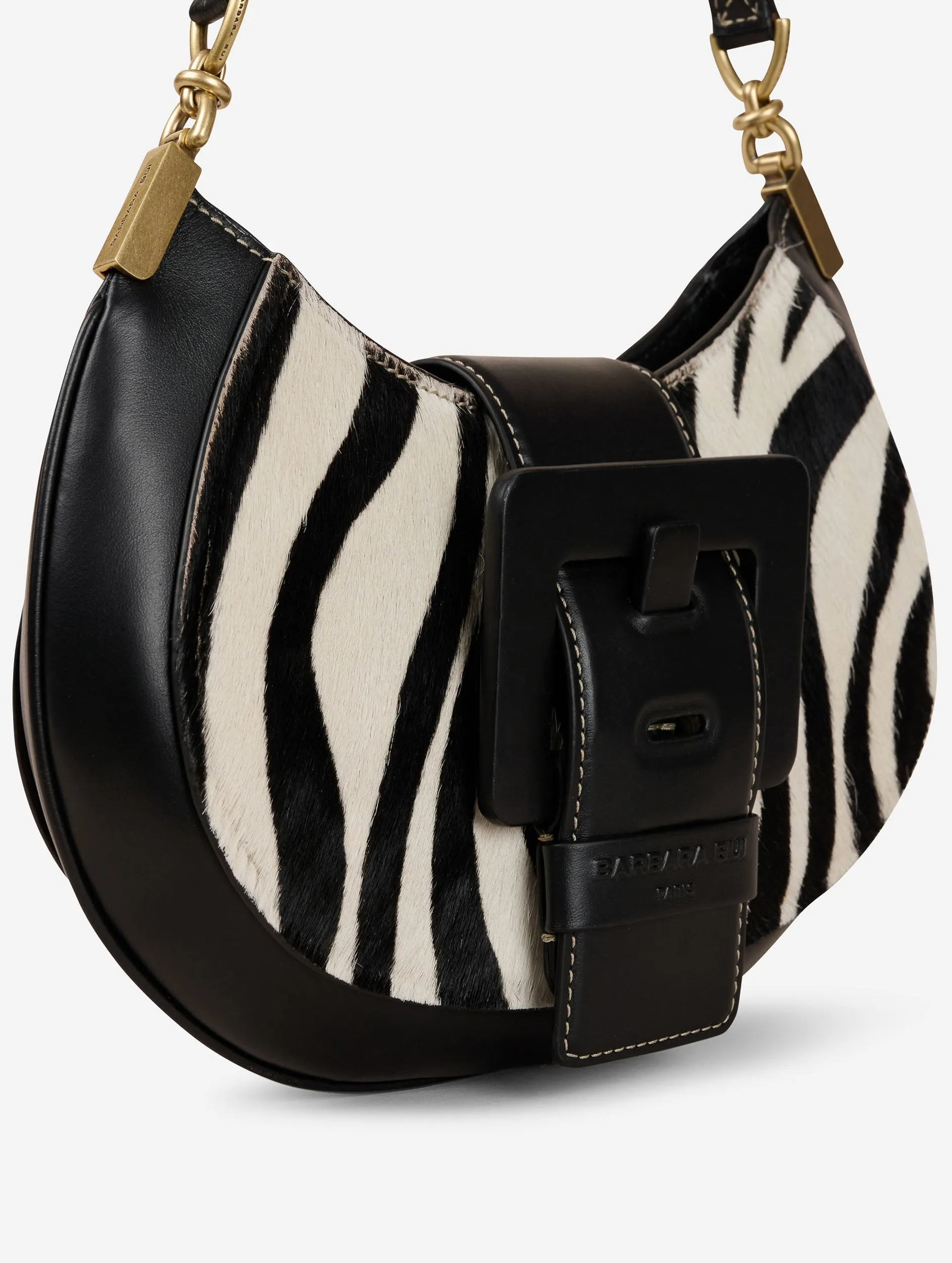 Zebra print calf hair leather KISS ME bag