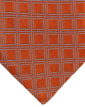 Zilli Sevenfold Tie Rust Orange Blue Geometric Design - Wide Necktie SALE