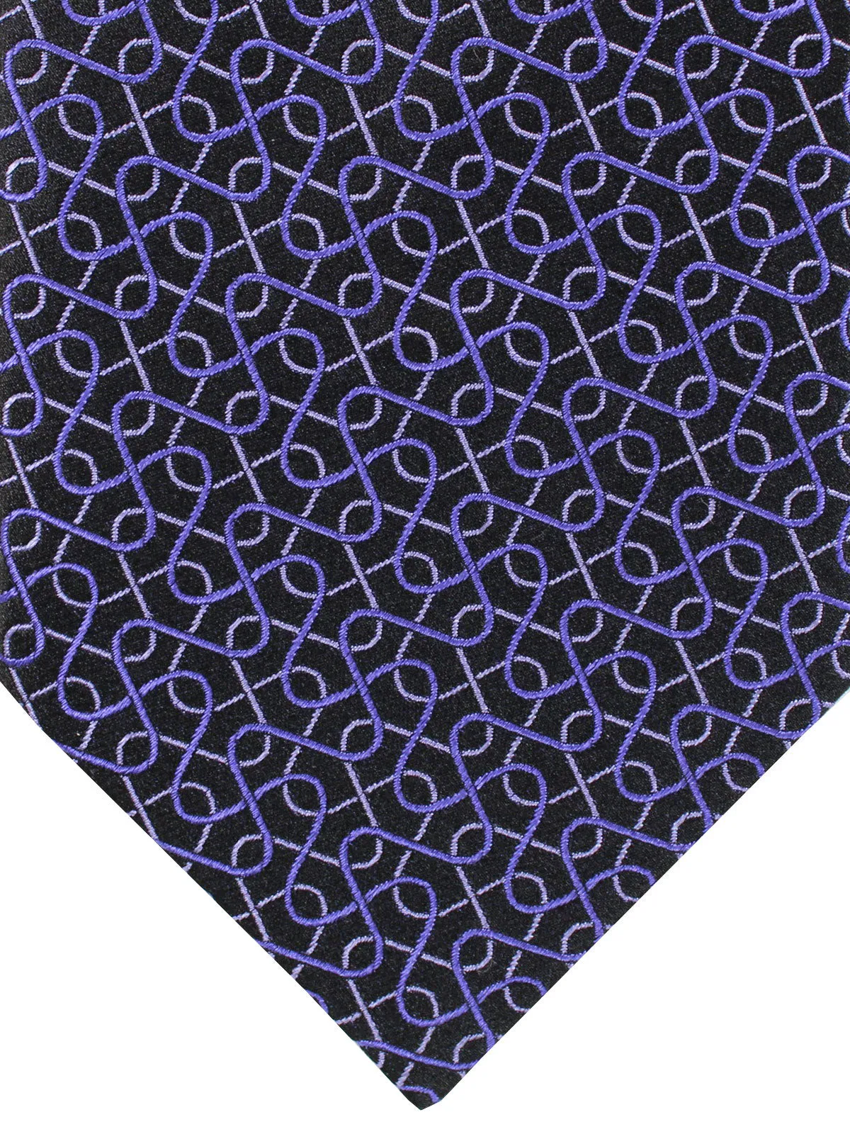 Zilli Silk Tie Black Purple Geometric Design - Wide Necktie SALE