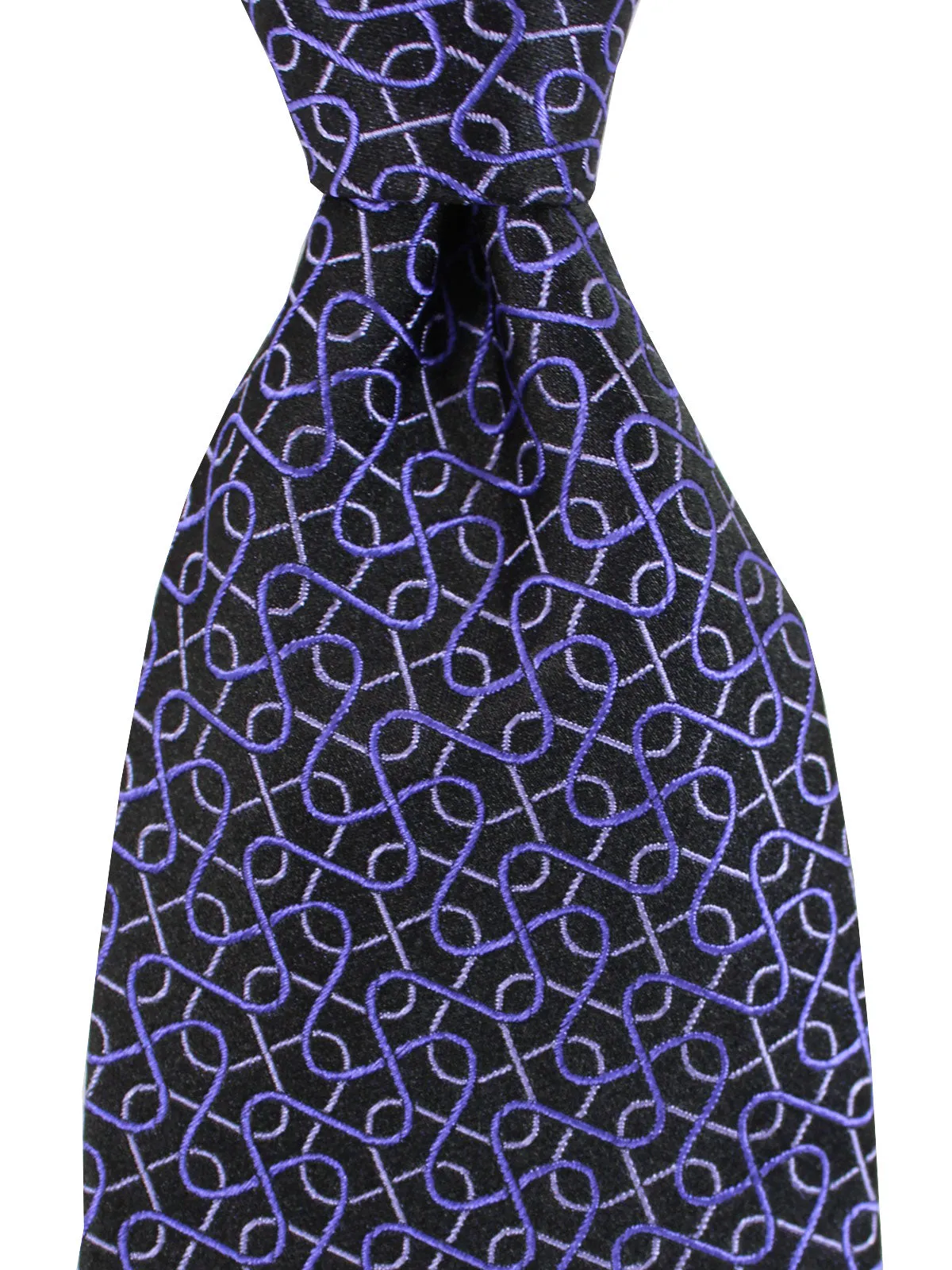 Zilli Silk Tie Black Purple Geometric Design - Wide Necktie SALE