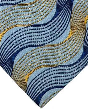 Zilli Silk Tie Blue Royal Blue Orange Swirl Design - Wide Necktie