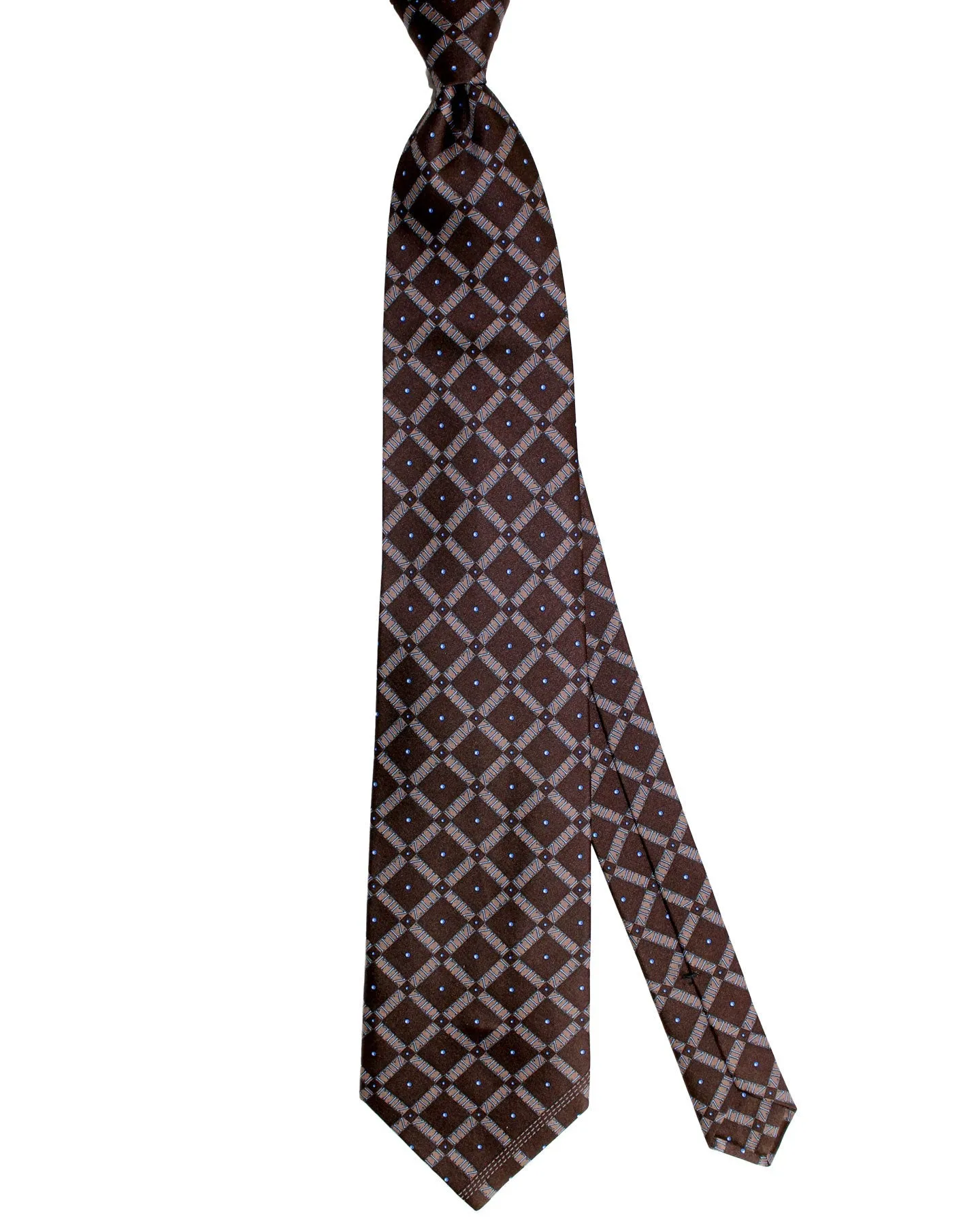 Zilli Silk Tie Brown Check - Wide Necktie FINAL SALE