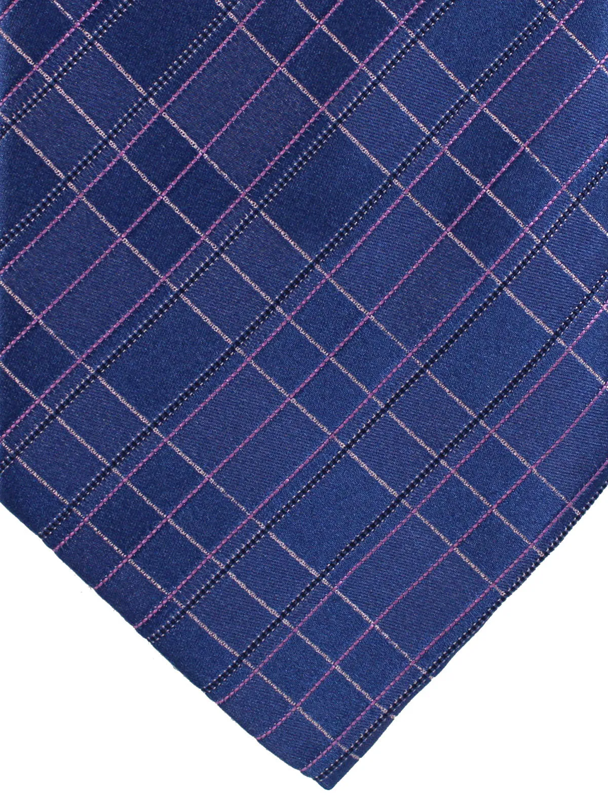 Zilli Silk Tie Dark Blue Pink Check - Wide Necktie SALE