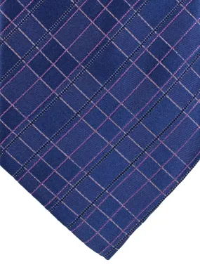 Zilli Silk Tie Dark Blue Pink Check - Wide Necktie SALE