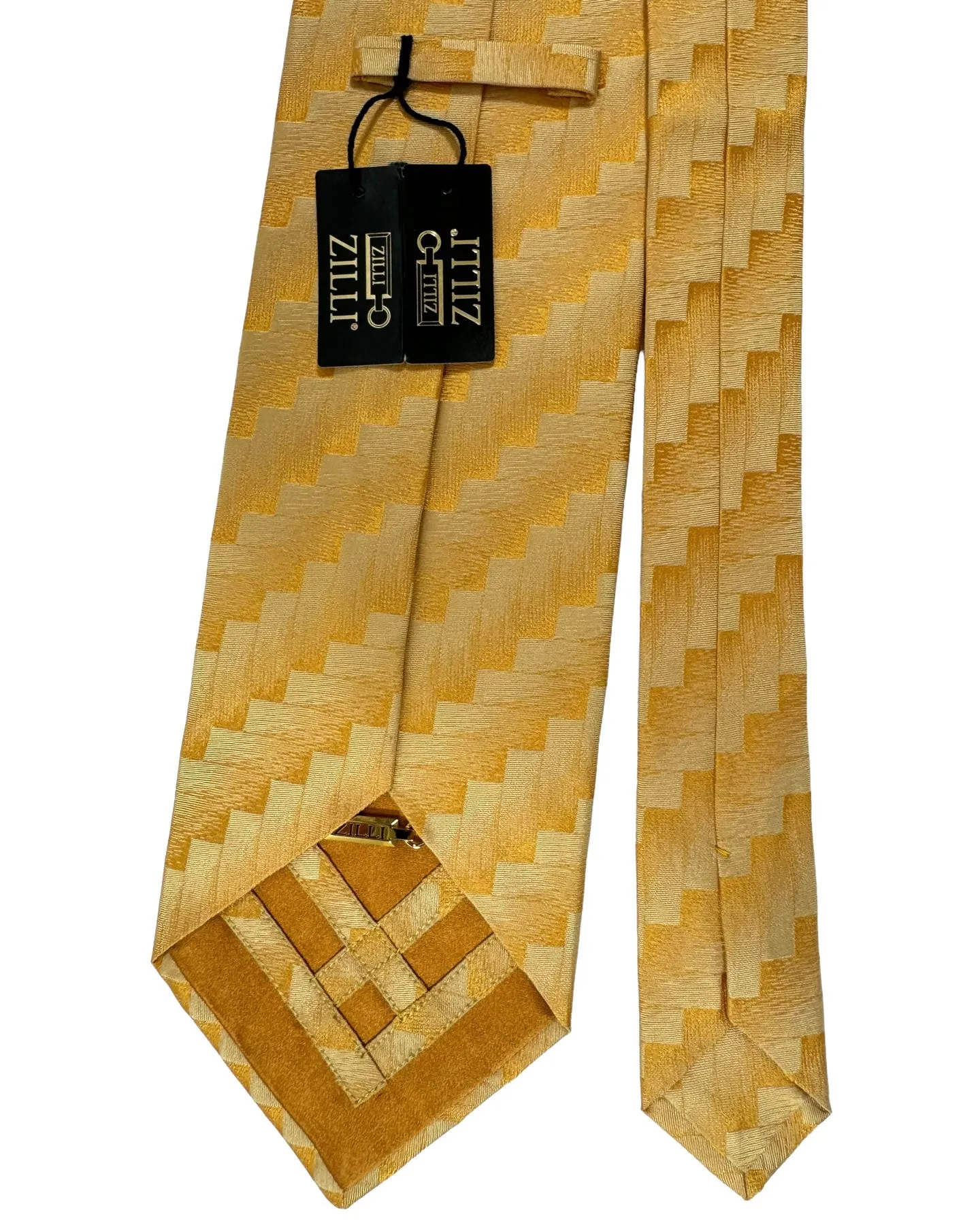 Zilli Silk Tie Orange Geometric Herringbone - Wide Necktie SALE