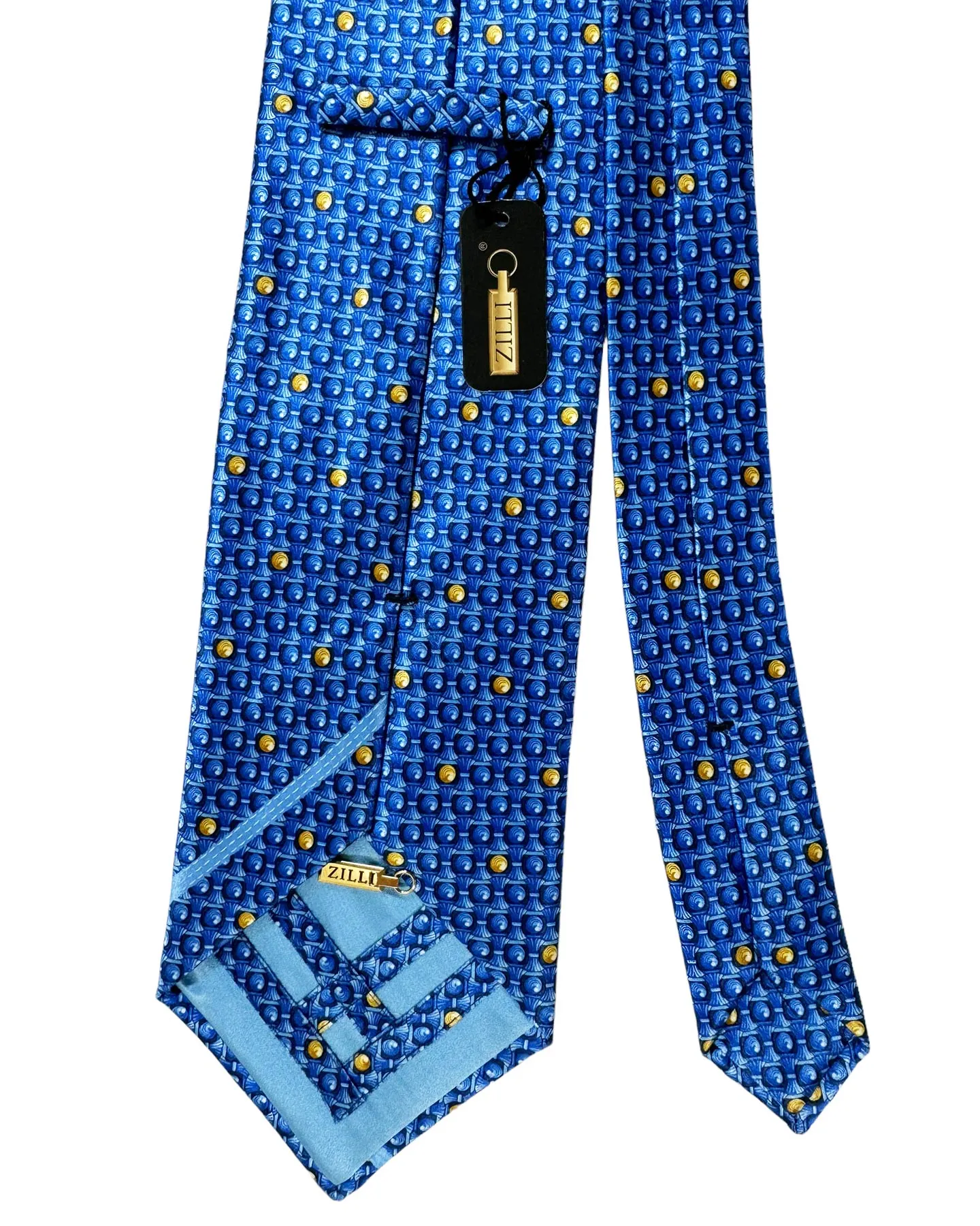 Zilli Silk Tie Royal Blue Design - Wide Necktie